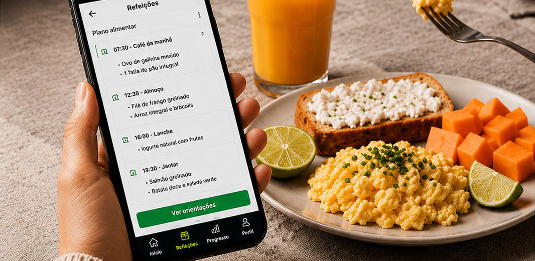 Plano alimentar no aplicativo